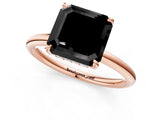 Rose gold Fancy Black Asscher Cut Diamond Solitaire Ring with Thin Band and Four-Prong Setting_1