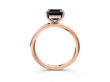 Rose gold Fancy Black Asscher Cut Diamond Solitaire Ring with Thin Band and Four-Prong Setting_3