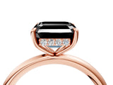 Rose gold Fancy Black Asscher Cut Diamond Solitaire Ring with Thin Band and Four-Prong Setting_4