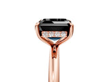 Rose gold Fancy Black Asscher Cut Diamond Solitaire Ring with Thin Band and Four-Prong Setting_5