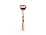Rose gold Fancy Black Asscher Cut Diamond Solitaire with Side Baguettes and Channel Set Band_2