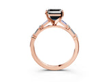 Rose gold Fancy Black Asscher Cut Diamond Solitaire with Side Baguettes and Channel Set Band_3