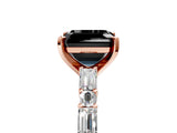 Rose gold Fancy Black Asscher Cut Diamond Solitaire with Side Baguettes and Channel Set Band_5