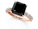 Rose gold Fancy Black Asscher Cut Diamond Solitaire with Side Stones, Pave Band, Four-Prong Setting_25