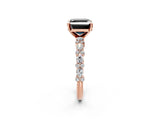 Rose gold Fancy Black Asscher Cut Diamond Solitaire with Side Stones, Pave Band, Four-Prong Setting_26