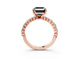 Rose gold Fancy Black Asscher Cut Diamond Solitaire with Side Stones, Pave Band, Four-Prong Setting_27