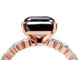 Rose gold Fancy Black Asscher Cut Diamond Solitaire with Side Stones, Pave Band, Four-Prong Setting_28