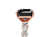 Rose gold Fancy Black Asscher Cut Diamond Solitaire with Side Stones, Pave Band, Four-Prong Setting_29