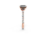 Rose gold Fancy Black Asscher Cut Diamond Solitaire with Side Stones on a Pavé Band and Four-Prong Setting_2