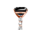 Rose gold Fancy Black Asscher Cut Diamond Solitaire with Side Stones on a Pavé Band and Four-Prong Setting_5