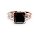 Rose gold Fancy Black Asscher Cut Diamond Split Shank Engagement Ring with Pavé Band
