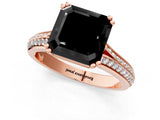Rose gold Fancy Black Asscher Cut Diamond Split Shank Engagement Ring with Pavé Band_1