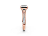 Rose gold Fancy Black Asscher Cut Diamond Split Shank Engagement Ring with Pavé Band_2