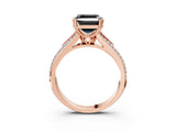 Rose gold Fancy Black Asscher Cut Diamond Split Shank Engagement Ring with Pavé Band_3