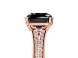 Rose gold Fancy Black Asscher Cut Diamond Split Shank Engagement Ring with Pavé Band_5