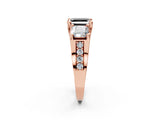 Rose gold Fancy Black Asscher Cut Diamond Three-Stone Ring with Channel Set Band and Four-Prong Setting_38