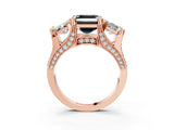 Rose gold Fancy Black Asscher Cut Diamond Three-Stone Ring with Channel Set Band and Four-Prong Setting_39
