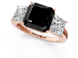 Rose gold Fancy Black Asscher Cut Diamond Three-Stone Ring with Four-Prong Setting and Classic Band_1