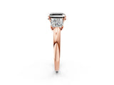 Rose gold Fancy Black Asscher Cut Diamond Three-Stone Ring with Four-Prong Setting and Classic Band_2