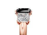 Rose gold Fancy Black Asscher Cut Diamond Three-Stone Ring with Four-Prong Setting and Classic Band_5