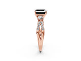 Rose gold Fancy Black Asscher Cut Diamond Three-Stone Ring with Pavé Split Shank and Four-Prong Setting_2