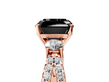 Rose gold Fancy Black Asscher Cut Diamond Three-Stone Ring with Pavé Split Shank and Four-Prong Setting_5