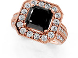 Rose gold Fancy Black Asscher Cut Halo Diamond Engagement Ring with Pave Split Shank and Four-Prong Setting_13