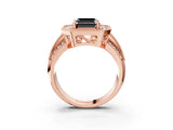 Rose gold Fancy Black Asscher Cut Halo Diamond Engagement Ring with Pave Split Shank and Four-Prong Setting_15