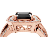 Rose gold Fancy Black Asscher Cut Halo Diamond Engagement Ring with Pave Split Shank and Four-Prong Setting_16
