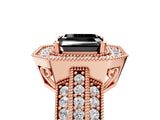 Rose gold Fancy Black Asscher Cut Halo Diamond Engagement Ring with Pave Split Shank and Four-Prong Setting_17