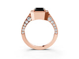 Rose gold Fancy Black Asscher Cut Halo Diamond Engagement Ring with Split Shank Band and Four-Prong Setting_3