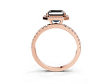 Rose gold Fancy Black Asscher Cut Halo Diamond Pave Band with Prong Setting_15
