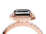 Rose gold Fancy Black Asscher Cut Halo Diamond Pave Band with Prong Setting_16