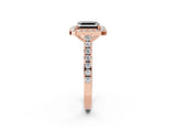 Rose gold Fancy Black Asscher Cut Halo Diamond Ring with Pavé Band and Three-Prong Setting_2