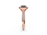 Rose gold Fancy Black Asscher Cut Halo Diamond Ring with Pavé Band_2