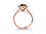 Rose gold Fancy Black Asscher Cut Halo Diamond Ring with Pavé Band_3