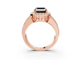 Rose gold Fancy Black Asscher Cut Halo Diamond Ring with Split Shank and Four-Prong Setting_3