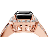 Rose gold Fancy Black Asscher Cut Halo Diamond Ring with Split Shank and Four-Prong Setting_4