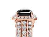 Rose gold Fancy Black Asscher Cut Halo Diamond Ring with Split Shank and Four-Prong Setting_5