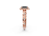 Rose gold Fancy Black Asscher Cut Halo Diamond Solitaire with Filigree Band and Four-Prong Setting_2