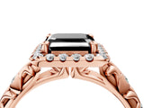 Rose gold Fancy Black Asscher Cut Halo Diamond Solitaire with Filigree Band and Four-Prong Setting_4