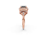 Rose gold Fancy Black Asscher Cut Halo Diamond Split Shank Engagement Ring with Four-Prong Setting_2