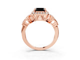 Rose gold Fancy Black Asscher Cut Halo Diamond Split Shank Engagement Ring with Four-Prong Setting_3
