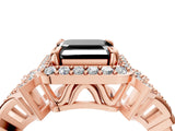 Rose gold Fancy Black Asscher Cut Halo Diamond Split Shank Engagement Ring with Four-Prong Setting_4