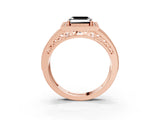 Rose gold Fancy Black Asscher Cut Halo Diamond Split Shank Ring with Prong Setting_3