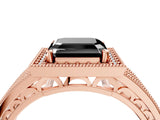 Rose gold Fancy Black Asscher Cut Halo Diamond Split Shank Ring with Prong Setting_4
