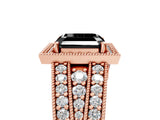 Rose gold Fancy Black Asscher Cut Halo Diamond Split Shank Ring with Prong Setting_5