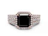 Rose gold Fancy Black Asscher Cut Halo Pavé Diamond Engagement Ring with Split Shank and Four-Prong Setting_3