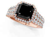Rose gold Fancy Black Asscher Cut Halo Pavé Diamond Engagement Ring with Split Shank and Four-Prong Setting_4