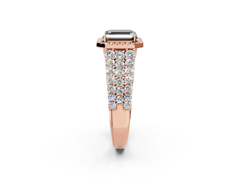 Rose gold Fancy Black Asscher Cut Halo Pavé Diamond Engagement Ring with Split Shank and Four-Prong Setting_5